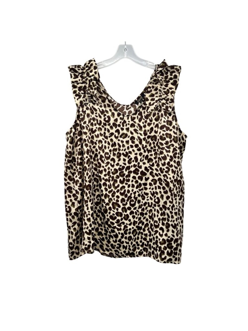 ODDI Cheetah Print Sleeveless Blouse Ruffle Strap Brown/Multi Size 2XL New